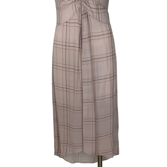 Free People Bon Bon Plaid Grid Printed Twist Dress XS Lilac Short Sleeve Midi - Picture 10 of 12